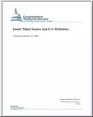 Israel, Major Issues and U.S. Relations