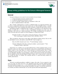 Essay Writing Guidelines for the School of Biological Sciences