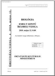 Biológia emelt szintű írásbeli érettségi vizsga, megoldással, 2010