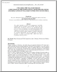 Paresh-Anis - Unpacking The Walmart Debate, A Discussion of the International Trade Process, Issues and Implications of Walmarts Entry Into South Africa