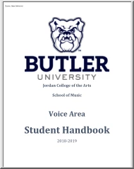 Butler University, Voice Area, Student Handbook 2018-2019