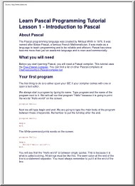 Learn Pascal Programming Tutorial - Introduction to Pascal