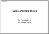 Dr. Paripás Béla - Fúziós energiatermelés