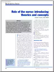 Crossan-Robb - Role of the Nurse, Introducing Theories and Concepts