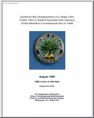 Guide for the Development of a State Plan Under Title II, Adult Education and Literacy of the Workforce Investment Act of 1998