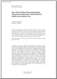 Vincenzo Memoli - How Does Political Knowledge Shape Support for Democracy, Some Research Based on the Italian Case