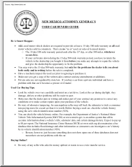 New Mexico Attorney Generals, Used Car Buyers Guide