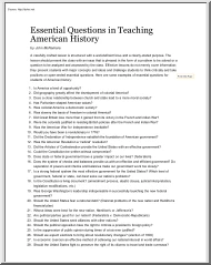 John McNamara - Essential Questions in Teaching American History