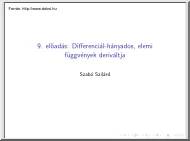 Szabó Szilárd - Differenciál-hányados, elemi függvények deriváltja