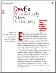 DevEx, what actually drives productivity; the developer-centric approach to measuring and improving productivity