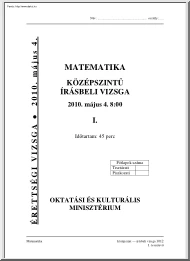 Matematika középszintű írásbeli érettségi vizsga, megoldással, 2010