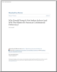Eric Lomazoff - Why Donald Trump Is Not Andrew Jackson and Why That Matters for American Constitutional Democracy