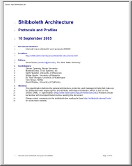 Shibboleth Architecture, Protocols and Profiles