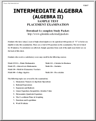 Intermediate Algebra, Sample Test