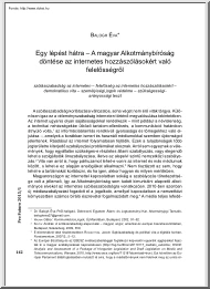 Balogh Éva - Egy lépést hátra, A magyar Alkotmánybíróság döntése az internetes hozzászólásokért való felelősségről