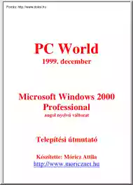 Microsoft Windows 2000 Professional angol nyelvű változat, telepítési útmutató