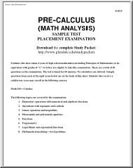 Pre-Calculus, Sample Test