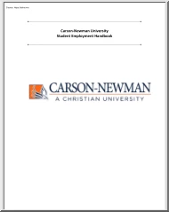 Carson-Newman University, Student Employment Handbook