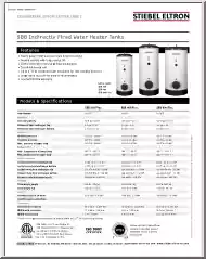 SBB Indirectly Fired Water Heater Tanks, Engineering Specification Sheet