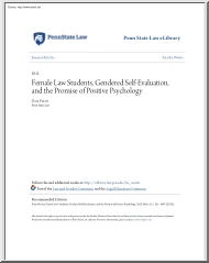 Dara Purvis - Female Law Students, Gendered Self Evaluation, and the Promise of Positive Psychology