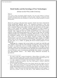 Adriaan van der Weel - Book Studies and the Sociology of Text Technologies