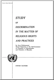 Arcot Krishnaswami - Study of Discrimination in the Matter of Religious Rights and Practices