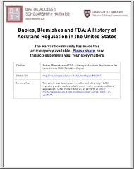 Julia Green - Babies, Blemishes and FDA, A History of Accutane Regulation in the United States