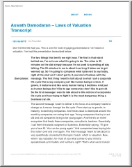 Aswath Damodaran - Laws of valuation, transcript