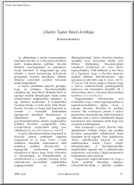 Pogonyi Szabolcs - Charles Taylor Rawls-kritikája