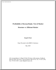 Kang H. Park - Profitability of Korean Banks, Test of Market Structure vs. Efficient Market