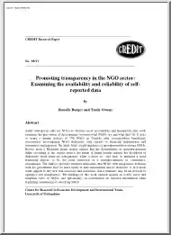 Burger-Owens - Promoting transparency in the NGO sector, Examining the availability and reliability of self-reported data