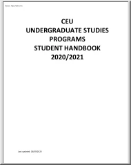 CEU Undergraduate Studies Programs Student Handbook