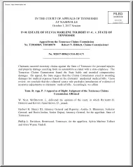 In Re Estate of Sylvia Marlene Tolbert Et Al. v. State of Tennessee