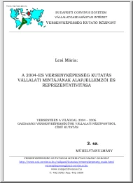 Lesi Mária - A 2004-es versenyképesség kutatás vállalati mintájának alapjellemzői és reprezentálása