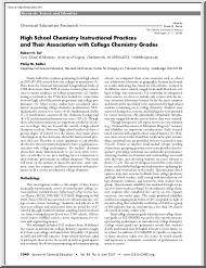 Tai-Sadler - High School Chemistry Instructional Practices and Their Association with College Chemistry Grades