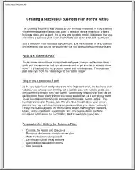 Creating a Successful Business Plan for the Artist