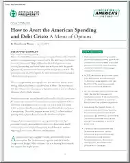Alison Acosta Winters - How to Avert the American Spending and Debt Crisis, A Menu of Options