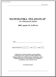 Matematika központi írásbeli felvételi feladatsor megoldással, 2009
