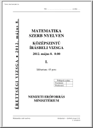 Matematika szerb nyelven középszintű írásbeli érettségi vizsga megoldással, 2012