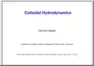 Gerhard Nägele - Colloidal Hydrodynamics