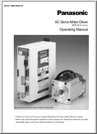 Panasonic AC Servo Motor Driver, AC Servo Motor Driver, Operating Manual