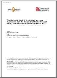 James David Richardson - Access and equity in the school’s marketplace, the case for random allocation in secondary school admissions