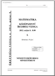 Matematika középszintű írásbeli érettségi vizsga megoldással, 2012