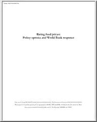 Rising food prices, Policy options and World Bank response