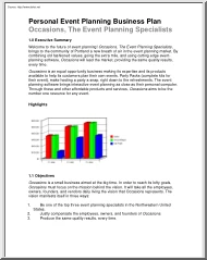 Personal Event Planning Business Plan Occasions, The Event Planning Specialists