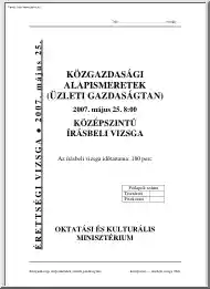 Közgazdasági alapismeretek