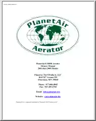 PlanetAir HD50 Aerator Owners Manual