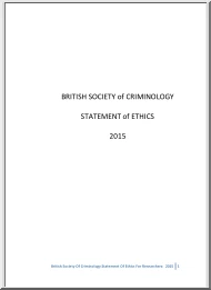 British Society of Criminology, Statement of Ethics