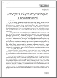 Kánya Enikő - A szövegértést befolyásoló tényezők vizsgálata, II. osztályos tanulóknál