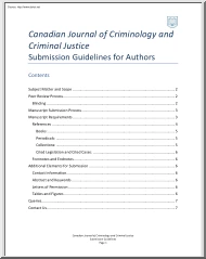 Canadian Journal of Criminology and Criminal Justice Submission Guidelines for Authors